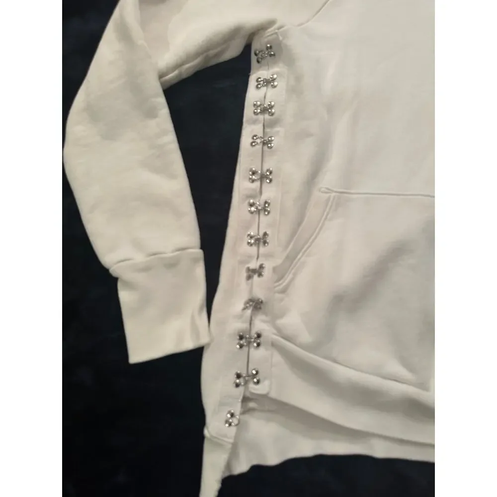 NSF MILDRED HOOK-AND-EYE HOODIE SWEATSHIRT ASYMMETRIC METAL HARDWARE